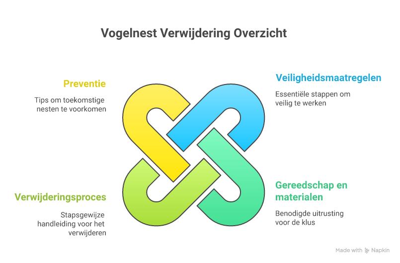 infographic die de gevaren toont van een vogelnest in de schoorsteen inclusief brandgevaar en koolmonoxide